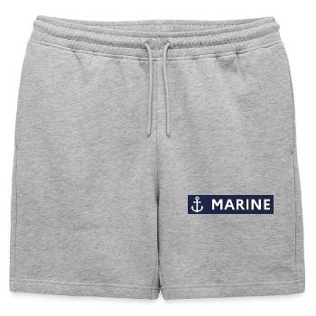 Marine fond bleu – Style Marin  - Short de survêtement homme premium - gris chiné - Devant - AI Model Male 178 light (178cm)