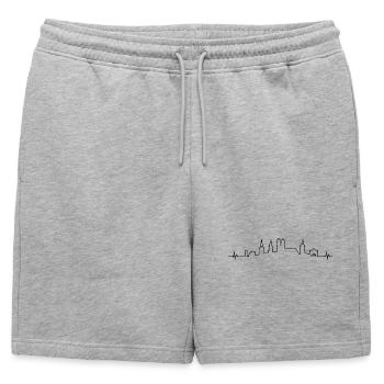 Coeur battement de coeur Munich Bavière Monument Silhouette - Short de survêtement homme premium - gris chiné - Devant - AI Model Male 178 light (178cm)