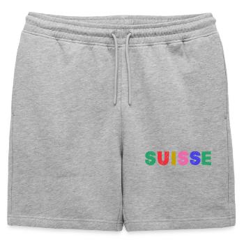 SUISSE - Short de survêtement homme premium - gris chiné - Devant - AI Model Male 178 light (178cm)