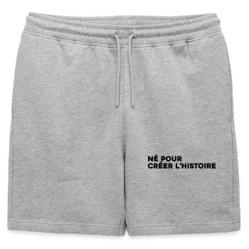 Né pour créer l'histoire - Citation Motivation - Short de survêtement homme premium - gris chiné - Devant - AI Model Male 178 light (178cm)