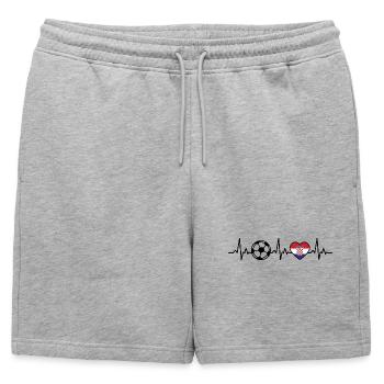 Croatie Football Heartbeat Croatie - Short de survêtement homme premium - gris chiné - Devant - AI Model Male 178 light (178cm)