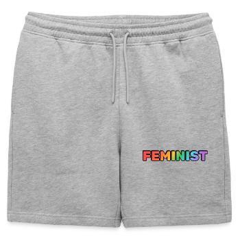 Arc-en-ciel FÉMINISTE - Short de survêtement homme premium - gris chiné - Devant - AI Model Male 178 light (178cm)