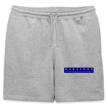 Marathon 2026 - Short de survêtement homme premium - gris chiné - Devant - AI Model Male 178 light (178cm)