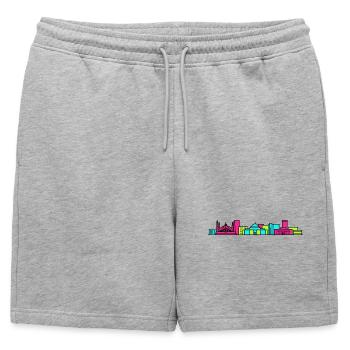 Silhouette de la ville d’Islamabad Art de la mosquée Faisal - Short de survêtement homme premium - gris chiné - Devant - AI Model Male 178 light (178cm)
