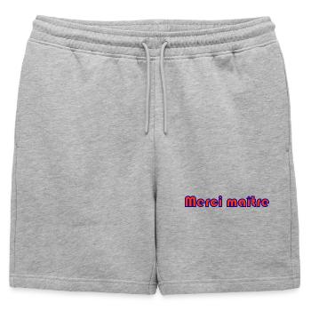 MAÎTRESSE. MAITRE. MERCI. MERCI MAÎTRESSE - Short de survêtement homme premium - gris chiné - Devant - AI Model Male 178 light (178cm)