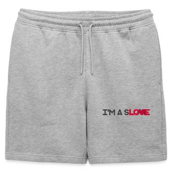 I'M A SLOVE - let's talk - Short de survêtement homme premium - gris chiné - Devant - AI Model Male 178 light (178cm)
