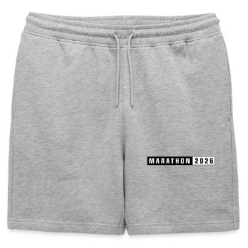 Marathon 2026 - Short de survêtement homme premium - gris chiné - Devant - AI Model Male 178 light (178cm)
