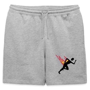 Jogger avec flammes - Short de survêtement homme premium - gris chiné - Devant - AI Model Male 178 light (178cm)