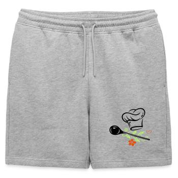Cuillère en bois - Short de survêtement homme premium - gris chiné - Devant - AI Model Male 178 light (178cm)