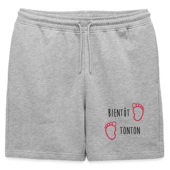 Bientôt Tonton / Bébé / Naissance / Oncle / Baby - Short de survêtement homme premium - gris chiné - Devant - AI Model Male 178 light (178cm)