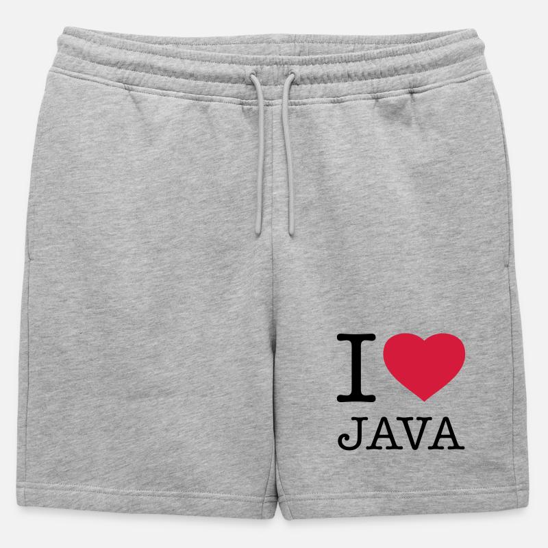 I LOVE JAVA - Männer Premium Organic Sweatshorts - Grau meliert