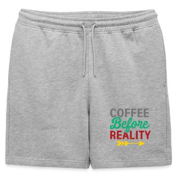 Le café avant la réalité - Short de survêtement homme premium - gris chiné - Devant - AI Model Male 178 light (178cm)