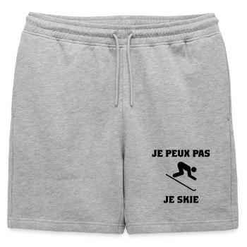 I CAN'T. SKI. SKI. RACKET. SNOW. SNOWBOARDING - Mens' Premium Organic Sweatshorts - heather grey - Front - AI Model Male 178 light (178cm)