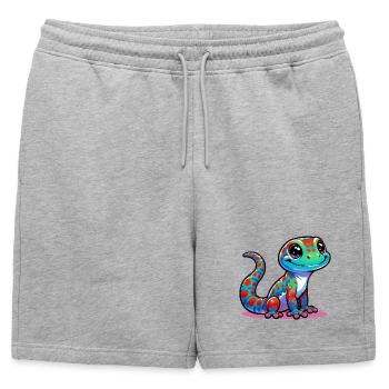 Gecko - Mens' Premium Organic Sweatshorts - heather grey - Front - AI Model Male 178 light (178cm)