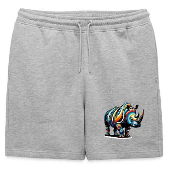 Rhinocéros - Short de survêtement homme premium - gris chiné - Devant - AI Model Male 178 light (178cm)