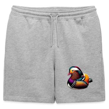 Canard mandarin - Short de survêtement homme premium - gris chiné - Devant - AI Model Male 178 light (178cm)