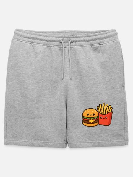 Kawaii Burger & Fries Duo - Mens' Premium Organic Sweatshorts - heather grey