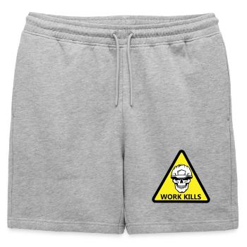 panneau danger travailler tue avec un crâne casqué - Short de survêtement homme premium - gris chiné - Devant - AI Model Male 178 light (178cm)