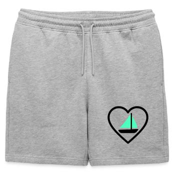 Cuore Vela – Passione Navigazione - Short de survêtement homme premium - gris chiné - Devant - AI Model Male 178 light (178cm)