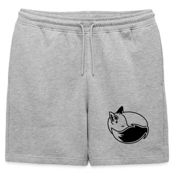 Fox Snuggled Up – Kawaii Fox Cartoon Design - Mens' Premium Organic Sweatshorts - heather grey - Front - AI Model Male 178 light (178cm)