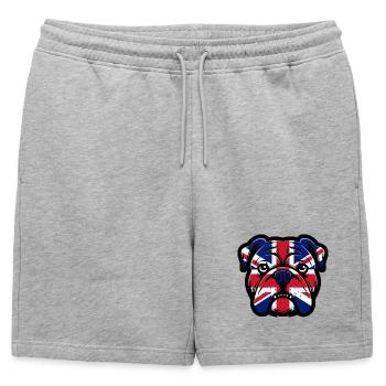 Portrait du bouledogue Union Jack - Short de survêtement homme premium - gris chiné - Devant - AI Model Male 178 light (178cm)