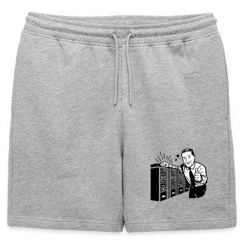 Rétro IT Admin Smiling – Support technique vintage - Short de survêtement homme premium - gris chiné - Devant - AI Model Male 178 light (178cm)