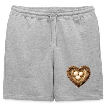 Nid d’oiseau en forme de cœur avec des œufs - Short de survêtement homme premium - gris chiné - Devant - AI Model Male 178 light (178cm)