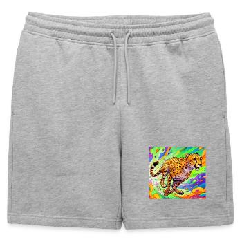 guépard - Short de survêtement homme premium - gris chiné - Devant - AI Model Male 178 light (178cm)