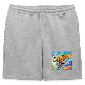 guépard - Short de survêtement homme premium - gris chiné - Devant - AI Model Male 178 light (178cm)