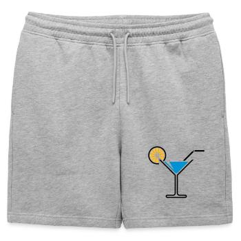 Cocktail / Cocktail Glass / Martini + (Light Blue) - Mens' Premium Organic Sweatshorts - heather grey - Front - AI Model Male 178 light (178cm)