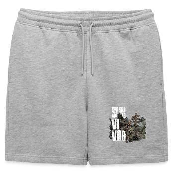 Survivant - Short de survêtement homme premium - gris chiné - Devant - AI Model Male 178 light (178cm)