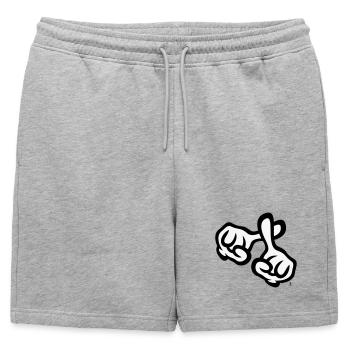 Finger cross (hands / cross / Bible / religion, 2C) - Mens' Premium Organic Sweatshorts - heather grey - Front - AI Model Male 178 light (178cm)