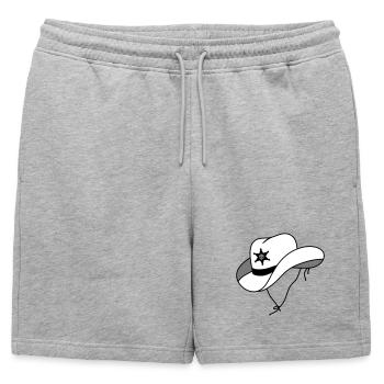 Chapeau de shérif avec petit crâne sur étoile de shérif - Short de survêtement homme premium - gris chiné - Devant - AI Model Male 178 light (178cm)