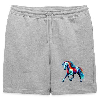 Horse - Mens' Premium Organic Sweatshorts - heather grey - Front - AI Model Male 178 light (178cm)