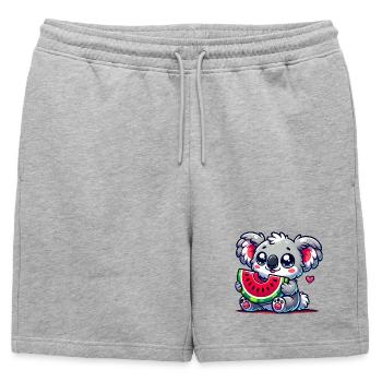 L’adorable koala déguste un morceau de pastèque - Short de survêtement homme premium - gris chiné - Devant - AI Model Male 178 light (178cm)