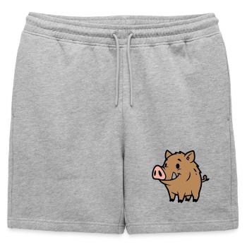 Sweet Wild Boar Comic Lucky Charm - Mens' Premium Organic Sweatshorts - heather grey - Front - AI Model Male 178 light (178cm)