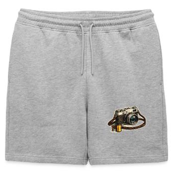 Vintage camera with film roll - Mens' Premium Organic Sweatshorts - heather grey - Front - AI Model Male 178 light (178cm)