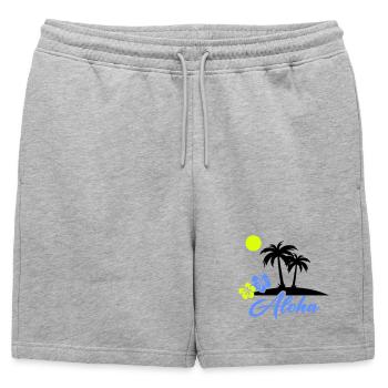 Écriture néon Hibiscus Aloha - Short de survêtement homme premium - gris chiné - Devant - AI Model Male 178 light (178cm)