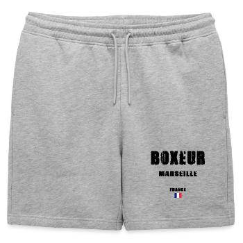 BOXEUR MARSEILLE - Short de survêtement homme premium - gris chiné - Devant - AI Model Male 178 light (178cm)