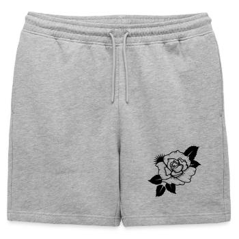 A Drawn Rose - Mens' Premium Organic Sweatshorts - heather grey - Front - AI Model Male 178 light (178cm)