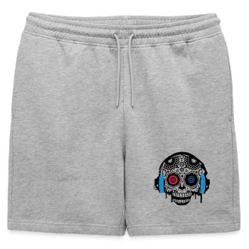 Une calavera en sucre avec un casque - Short de survêtement homme premium - gris chiné - Devant - AI Model Male 178 light (178cm)