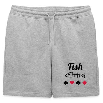 Poker : Fish - Short de survêtement homme premium - gris chiné - Devant - AI Model Male 178 light (178cm)