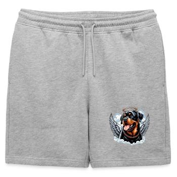 Sweet Rottweiler Angel Halo - Mens' Premium Organic Sweatshorts - heather grey - Front - AI Model Male 178 light (178cm)