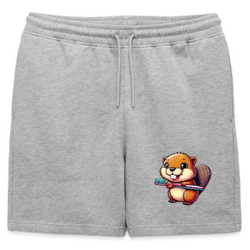 Castor - Short de survêtement homme premium - gris chiné - Devant - AI Model Male 178 light (178cm)