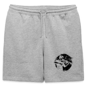 Dessin de violoniste - Short de survêtement homme premium - gris chiné - Devant - AI Model Male 178 light (178cm)