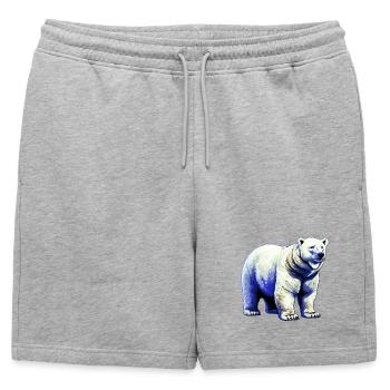 Ours polaire blanc - Short de survêtement homme premium - gris chiné - Devant - AI Model Male 178 light (178cm)