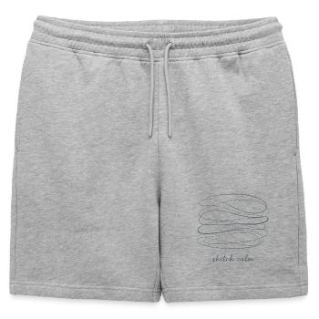Sketch Calm – Le calme dans les lignes - Short de survêtement homme premium - gris chiné - Devant - AI Model Male 178 light (178cm)