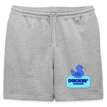 Duckin’ Awesome Blue Duck Design - Mens' Premium Organic Sweatshorts - heather grey - Front - AI Model Male 178 light (178cm)
