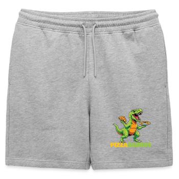 Pizzasaurus Dinosaure Amateur de pizza drôle - Short de survêtement homme premium - gris chiné - Devant - AI Model Male 178 light (178cm)