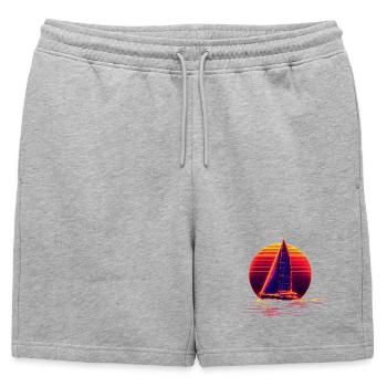 Retro Sailing - Short de survêtement homme premium - gris chiné - Devant - AI Model Male 178 light (178cm)
